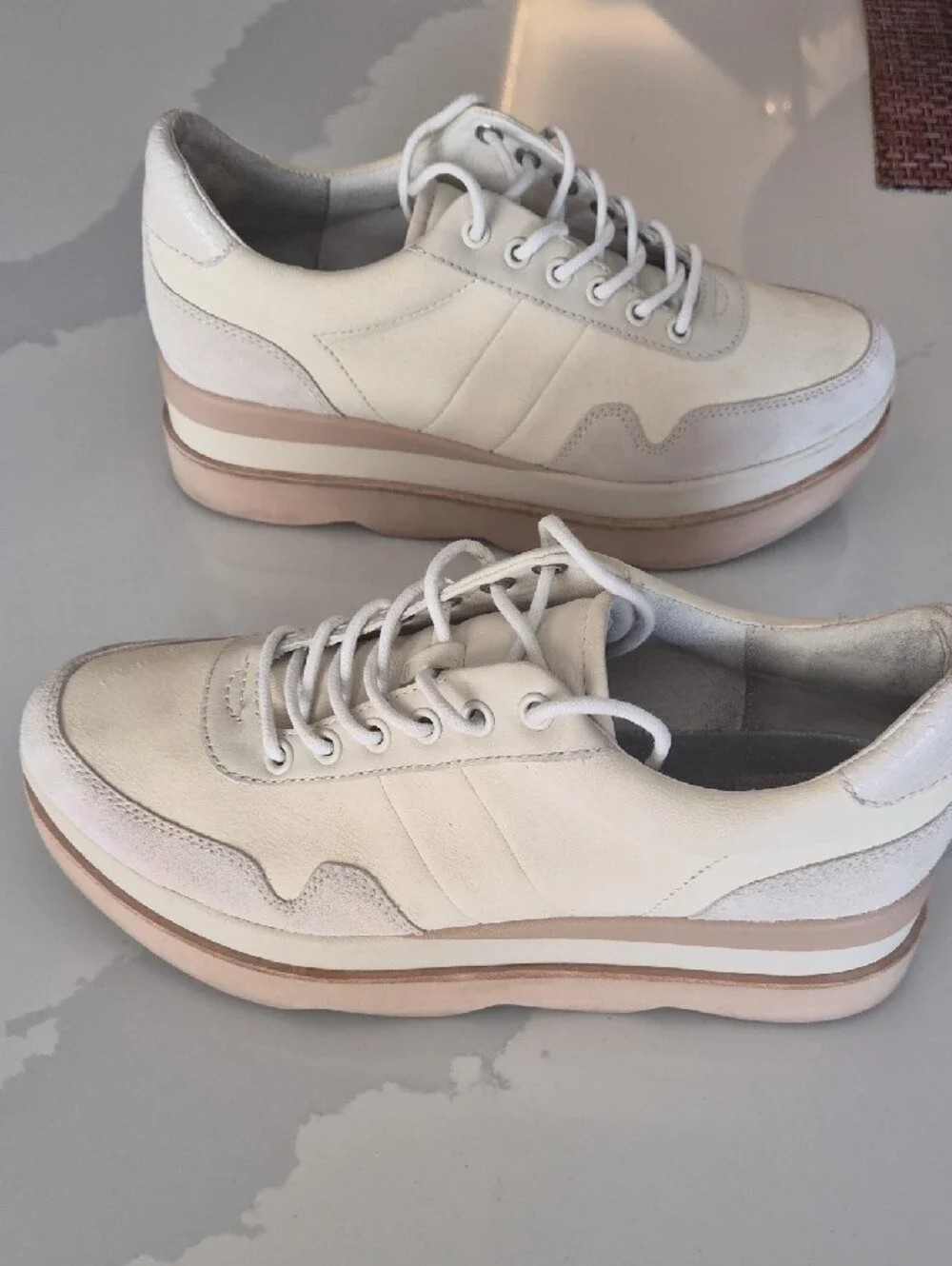 Dolce Vita Cream and Tan Platform Sneakers